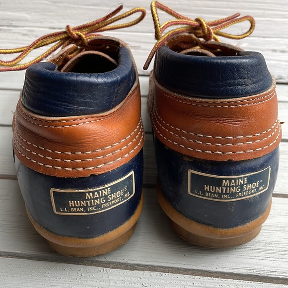 L.L. Bean Maine Hunting Shoe 3 Eye Lace Up Gumshoes Low Duck Boots - Picture 5 of 8